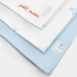 Lot de 3 langes - blanc/bleu