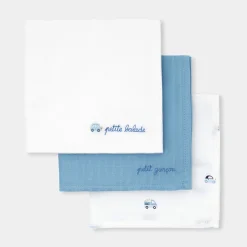 Lot de 3 langes - blanc/bleu