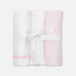 Lot de 3 langes - rose/multicolore