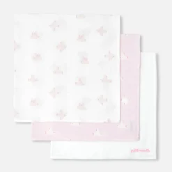 Lot de 3 langes - rose/multicolore