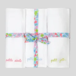 Lot de 3 langes bébé fille - blanc/multicolore