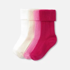 Lot de 4 paires de chaussettes bébé fille - rose/multicolore
