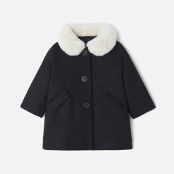 Manteau bébé fille en drap de laine - marine jacadi