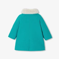 Manteau bébé fille en drap de laine - vert roseau