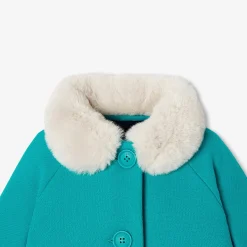Manteau bébé fille en drap de laine - vert roseau