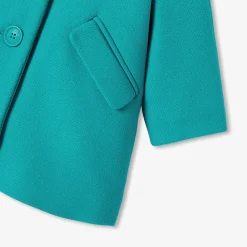 Manteau bébé fille en drap de laine - vert roseau