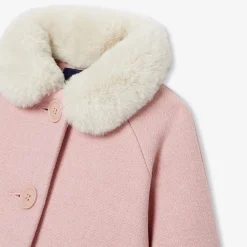 Manteau bébé fille en drap de laine - rose chine
