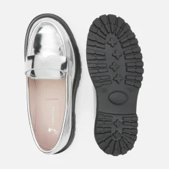 Mocassins enfant fille en cuir glacé - argent