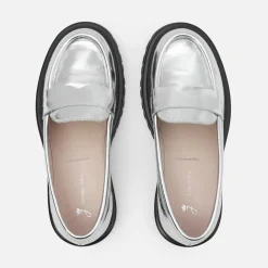 Mocassins enfant fille en cuir glacé - argent