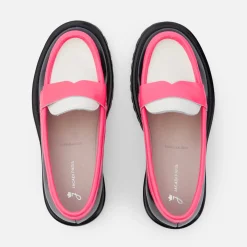 Mocassins enfant fille en cuir glacé - bleu/multicolore