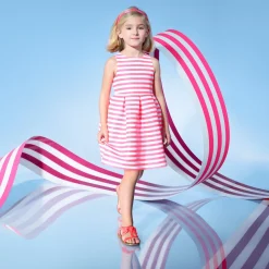 Nu-pieds enfant fille en cuir verni - rose fluo