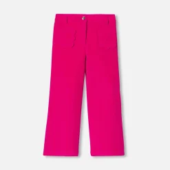 Pantalon large en velours enfant fille - rose grenadine