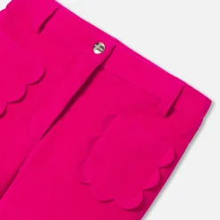 Pantalon large en velours enfant fille - rose grenadine