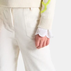 Pantalon large enfant fille en velours côtelé - blanc doux jacadi