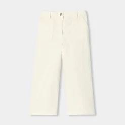 Pantalon large enfant fille en velours côtelé - blanc doux jacadi