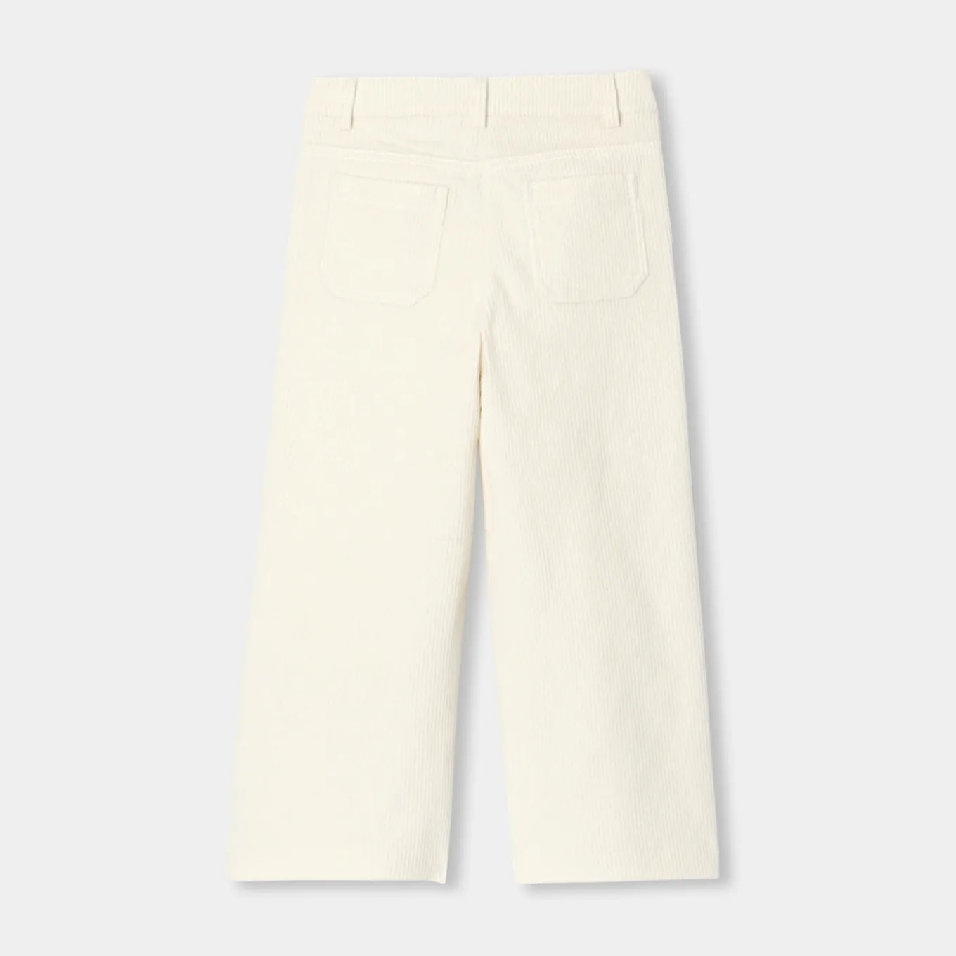Pantalon large enfant fille en velours côtelé - blanc doux jacadi