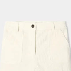 Pantalon large enfant fille en velours côtelé - blanc doux jacadi