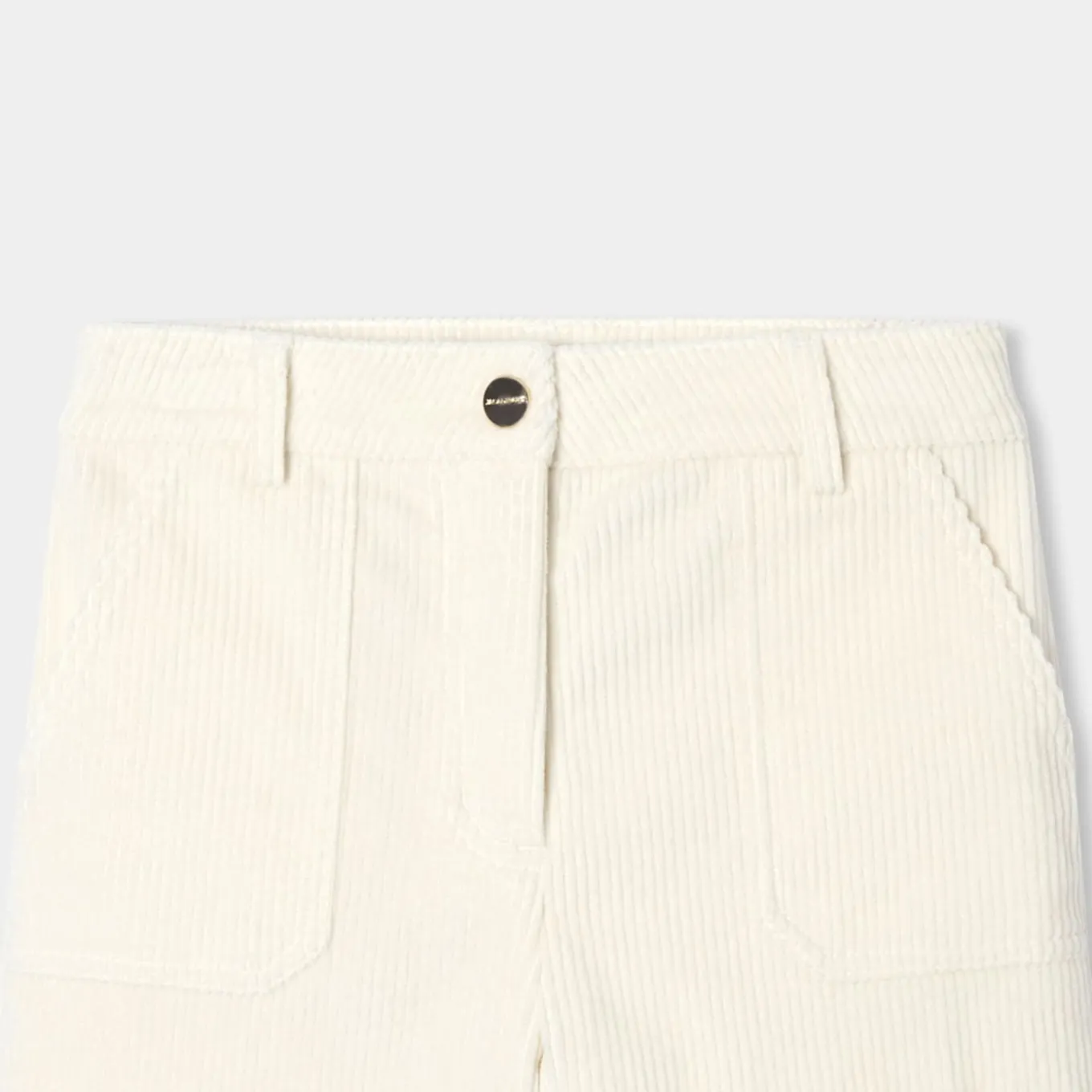 Pantalon large enfant fille en velours côtelé - blanc doux jacadi