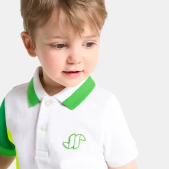 Polo bébé garçon en piqué de coton - blanc/vert