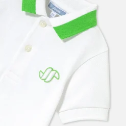 Polo bébé garçon en piqué de coton - blanc/vert