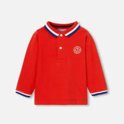 Polo bébé garçon manches longues - rouge vif