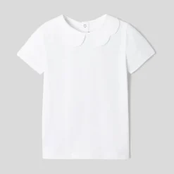 Polo enfant fille à col festonné - blanc jacadi