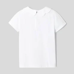 Polo enfant fille à col festonné - blanc jacadi