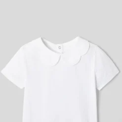 Polo enfant fille à col festonné - blanc jacadi