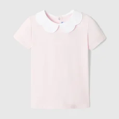 Polo enfant fille à col festonné - rose poudre jacadi