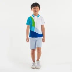 Polo enfant garçon en piqué de coton - blanc/multicolore
