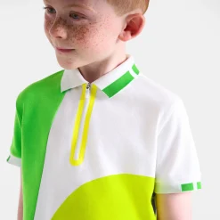 Polo enfant garçon en piqué de coton - blanc/multicolore