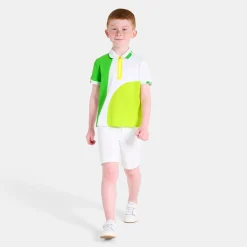 Polo enfant garçon en piqué de coton - blanc/multicolore