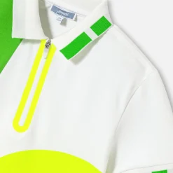 Polo enfant garçon en piqué de coton - blanc/multicolore