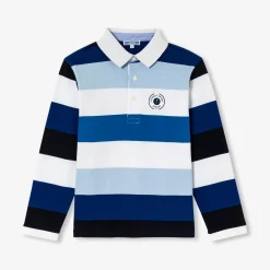 Polo manches longues enfant garçon - bleu/multicolore