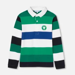 Polo manches longues enfant garçon - vert/multicolore