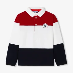 Polo manches longues enfant - rouge/multicolore
