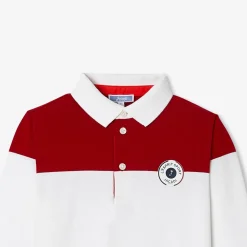 Polo manches longues enfant - rouge/multicolore