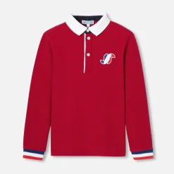 Polo manches longues enfant garçon - rouge brique