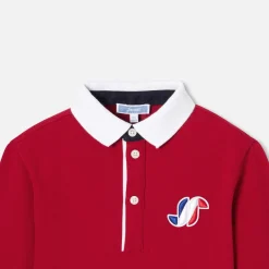 Polo manches longues enfant garçon - rouge brique