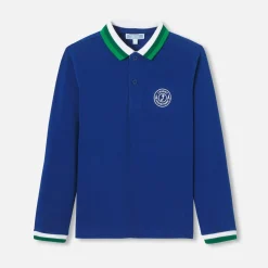 Polo manches longues enfant garçon - bleu rivage