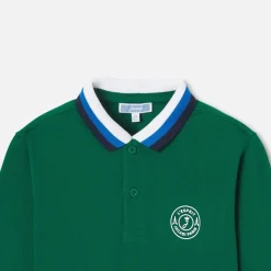 Polo manches longues enfant garçon - vert fonce
