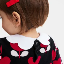 Pull bébé fille en maille jacquard - marine/multicolore