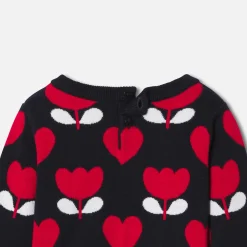 Pull bébé fille en maille jacquard - marine/multicolore