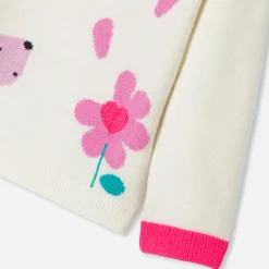 Pull bébé fille Intarsia fleur - blanc doux/multicolore