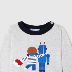 Pull bébé garçon en coton - gris chine clair jacadi