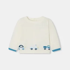 Pull bébé garçon en jersey - blanc doux/multicolore