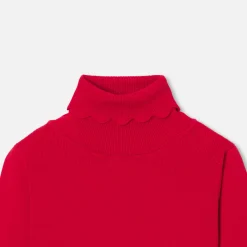 Pull col roulé enfant fille - rouge jacadi