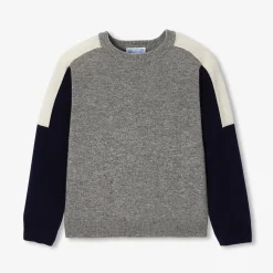 Pull en cachemire enfant garçon - gris/marine