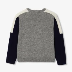 Pull en cachemire enfant garçon - gris/marine