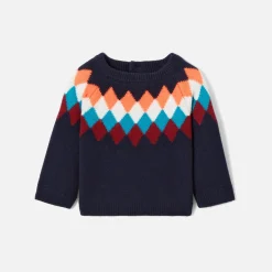 Pull en jacquard bébé garçon - marine/multicolore